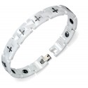 MEN'S WOMEN'S CERAMIC WHITE MAGNETIC BLACK CROSS NEW