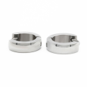 Men's earrings stainless steel Silver Mirror effect with clips
