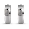 Men's earrings stainless steel Silver Mirror effect with clips