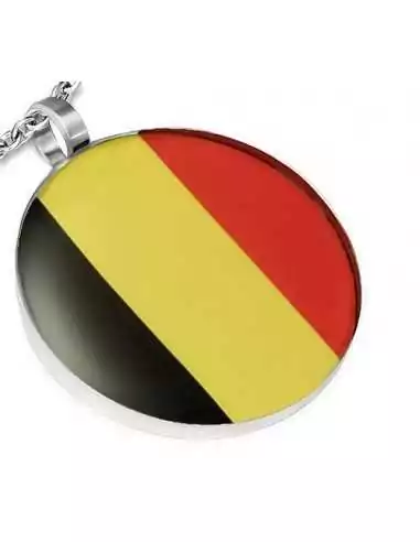 PENDANT MAN WOMAN STEEL FLAG COLOR COUNTRY BELGIUM + 1 CHAIN BALL NEW