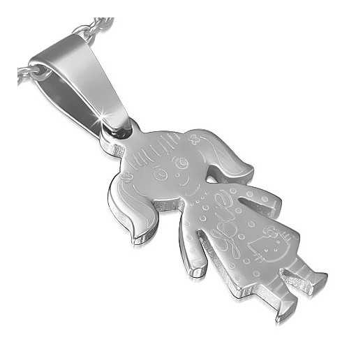 PENDANT WOMAN STEEL LITTLE GIRL TENDRESSE 1 CHAIN NEW
