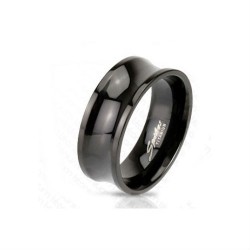 MEN'S RING SOLID TITANIUM BLACK PLATE NEW CONCAVE SHAPE