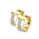 Coppia orecchini Creoles donna uomo acciaio chic strass settie color oro