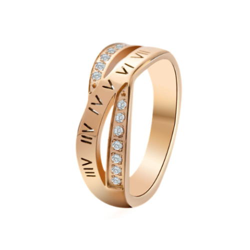 Alianza mujer acero oro rosa cruce anillos...