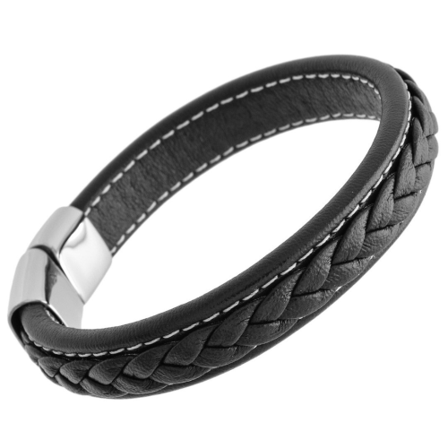 Pulsera de hombre de piel auténtica trenzada y...