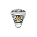 Anello con sigillo dorato Valknut di profilo