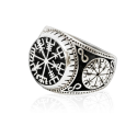 Anello di cavallo uomo acciaio vichingo compsole Vegvisir nordico