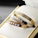 Women's stainless steel engagement ring with 8 zirconium stones