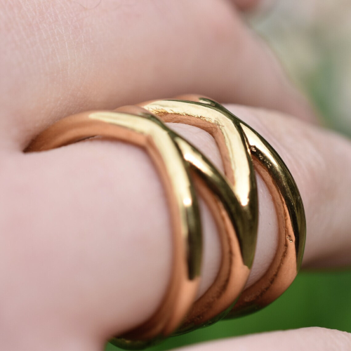 copy of Women's signet ring in copper-colored...