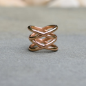 Anillo femenino de acero inoxidable oro rosado oro original doble x