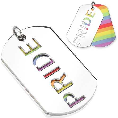 PENDENT FEMALE MEN STEEL PLACE DOUBLE GAY PRIDE + 1 NINE CHAIN