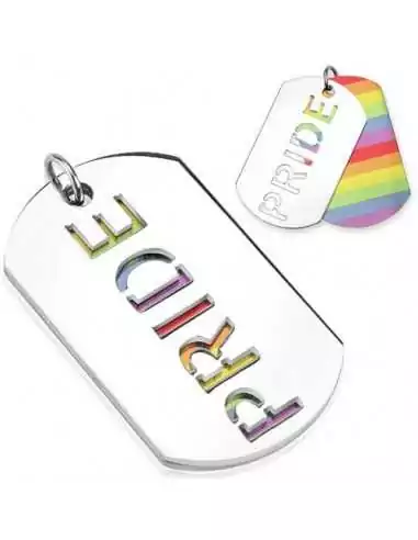 PENDANT WOMAN MAN STEEL DOUBLE PLATE GAY PRIDE 1 CHAIN NEW