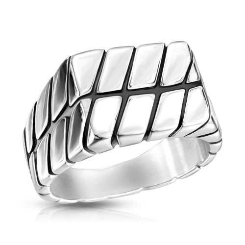 Anello con sigillo da uomo in acciaio satinato con parte superiore rotonda da 15 mm personalizzabile