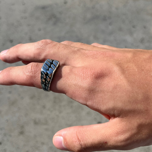 copy of Men's signet ring brushed steel face...