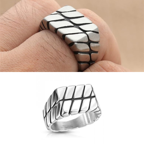 copy of Men's signet ring brushed steel face...