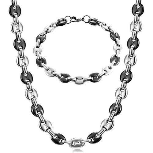 Bracciale da uomo in acciaio massiccio e catena...