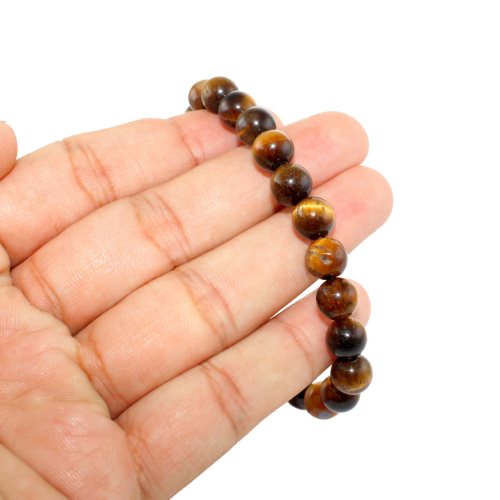 Armband Tiger Augenperlen 10mm Frau Mann Schutz zen Chakra auf einer Hand