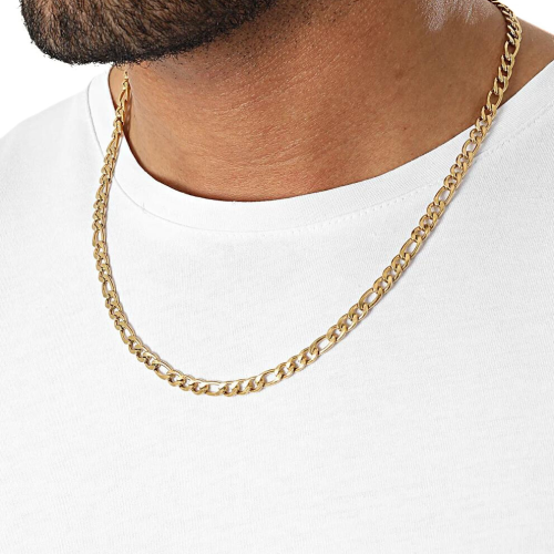 Figaro malla cadena oro plateado 55cm 6mm usado por un hombre