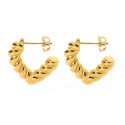 Boucles d'oreilles créoles femme acier doré à l'or fin tige torsadée