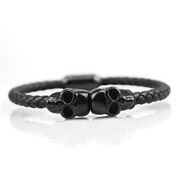 Pulsera de cuero con cierre magnético de acero inoxidable