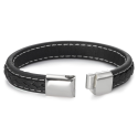 Bracelet homme véritable cuir tressé et fermoir acier inoxydable fermoir ouvert