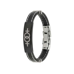 Bracelet femme acier et silicone symbole deux femme fierté lesbienne