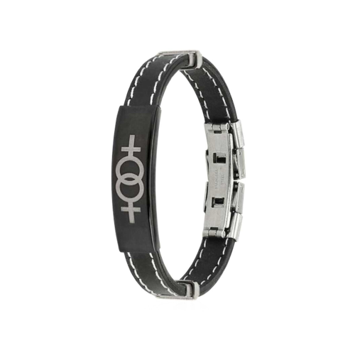 Bracelet femme acier et silicone symbole deux femme fierté lesbienne