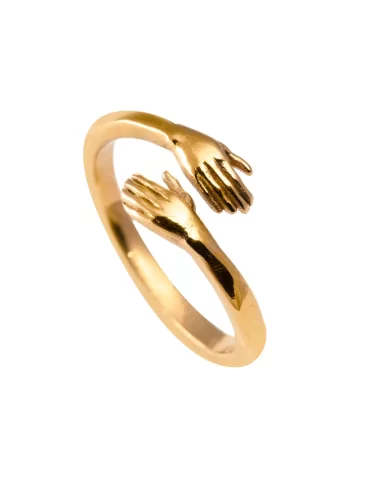 Women's cuddly stainless steel ring gilded with fine gold so cute adjustable