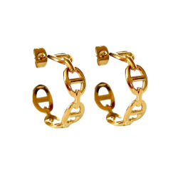 Mesh Mesh Mesh Ohrringe Frau Stahl Gold Feine Schmetterlingsverschluss