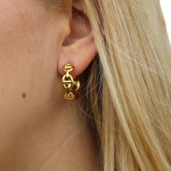 Creole earrings seam mesh woman gold fine gold clasp butterfly