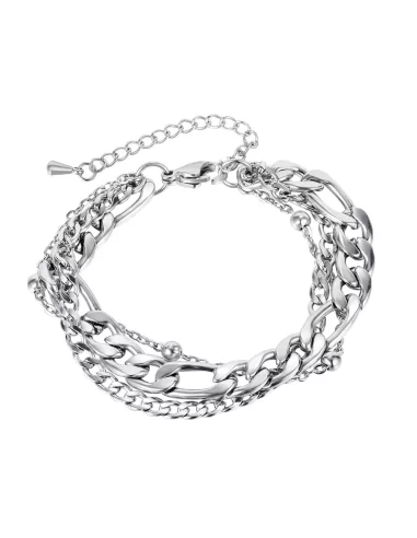 Women's multi knit bracelet in stainless steel figaro trend