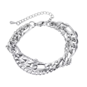 Women's multi knit bracelet in stainless steel figaro trend