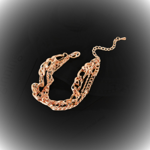 bracciale da donna regolabile maglia tripla figaro in acciaio rose gold