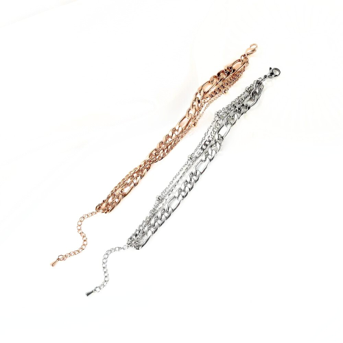 women's multi-row triple mesh bracelet in steel or rose gold, color of your choice
