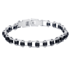 Bracciale biker biker da uomo in acciaio e caucciù 21 cm