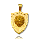 Men's gold-plated steel pendant necklace with fine gold lion's head coat of arms in relief