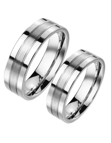 Anello matrimonio anello di fidanzamento uomo donna in acciaio a due scanalature