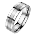 Double groove ring in brushed and polished stainless steel