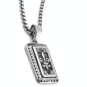 Steel pendant necklace military plate fleur de lys crest for men