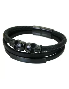 Bracelet Cuir Rouge Entrelacé Homme - Acier Inoxydable Charmes CoolSteelAndBeyond