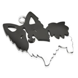 STEEL AND BLACK PLATE WOMEN'S PENDANT IN THE SHAPE OF A CUTE DOG 1 NEW CHAIN
