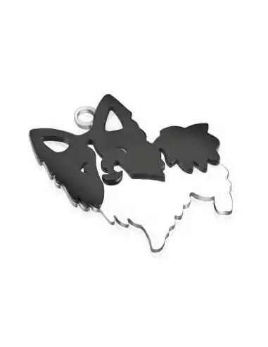 STEEL AND BLACK PLATE WOMEN'S PENDANT IN THE SHAPE OF A CUTE DOG 1 NEW CHAIN