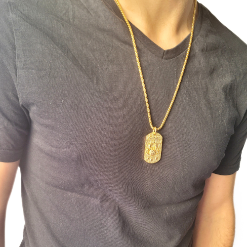 Collana e ciondolo oro placca militare segno zodiacale del cancro umano