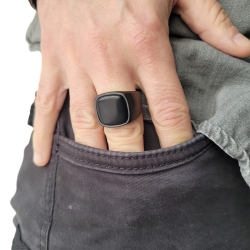 Ring Knight for Black Steel Man set with a black onyx 2