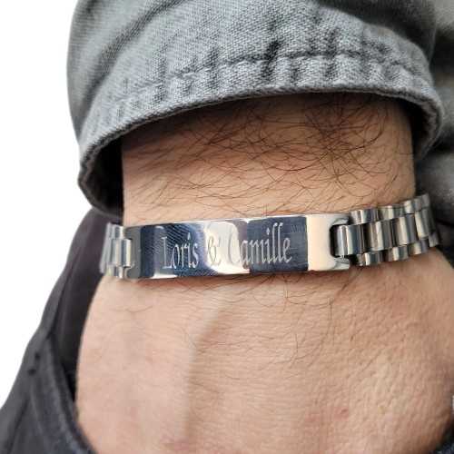 Gourmette homme personnalisée en acier style maille montre