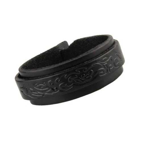 Tribal-Biker-Herren-Force-Lederarmband mit schwarzen verstellbaren Trägern