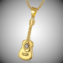 Gitarre Gitarre Gitarre Anhänger Halskette Gold Goldene Stahl Gold Feine Reisende