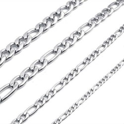 Cadena de hombres o esposa Collar Mesh Figaro Color Color Plata Nuevo