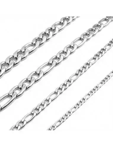 Men's or women's chain collar in steel Figaro New Silver Color