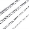 Herrenkette oder Frau Halskette Mesh Figaro Color Silber Farbe Neu